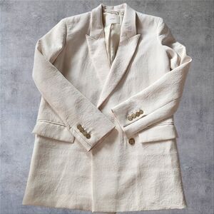 Aritzia/Wilfred Cream Double-Breasted Blazer
